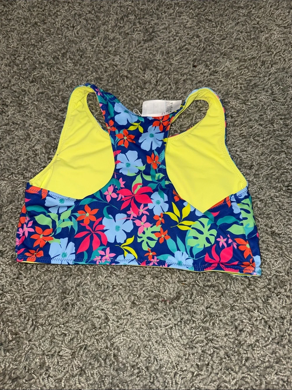 Kids Floral Reversible Tankini Swimsuit Lands End NEW (L 10-12)